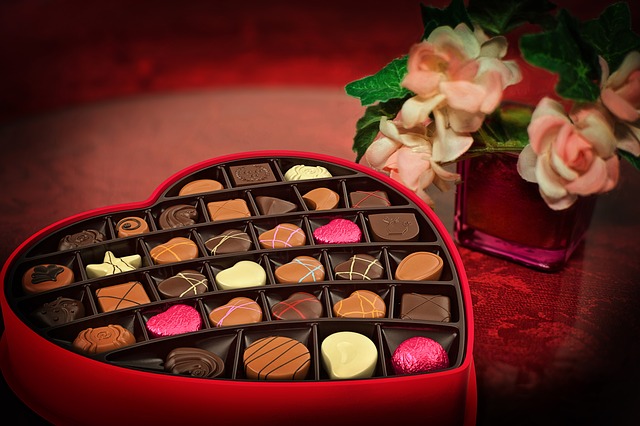 Valentine's Day chocolates in a box