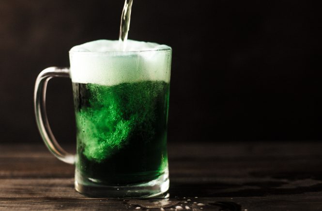 Green Beer poured on St. Patrick's Day