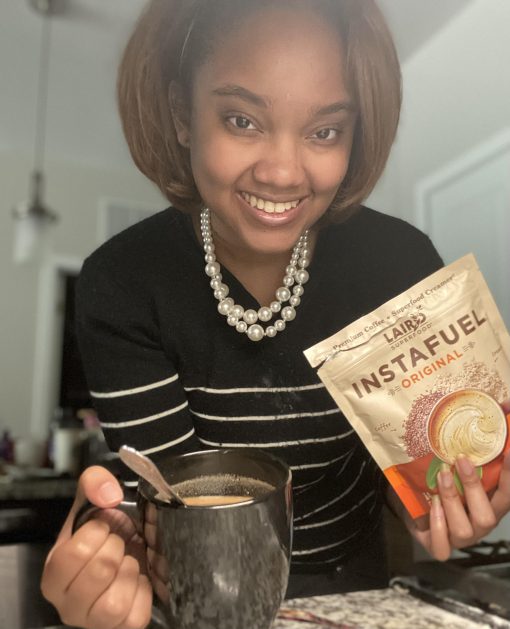 Briana Booker, Founder of Fromgirltogirl.com and Beverage writer, tries Laird Instafuel Original Coffee.