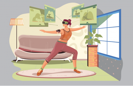 Best workouts for the new year you can do right at home. Woman doing exercises in her living room.
