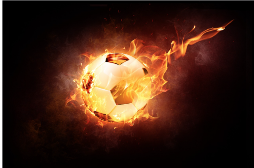 World Cup soccer ball on fire. Futbol.