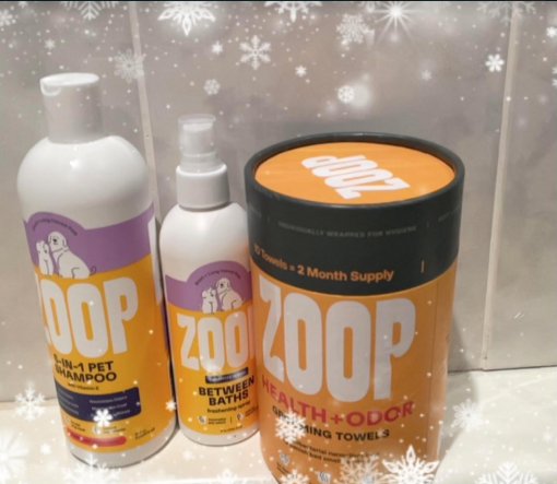 - Zoop 6-In-1 Shampoo
-Health + Odor Grooming Towels - 15 Count
- Complete 5-in-1 Between Bath Freshening Spray - 8 oz.
