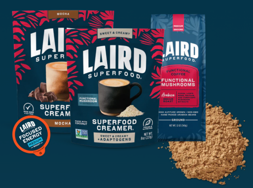 
Laird Superfood creamers and functional coffee are plant based.